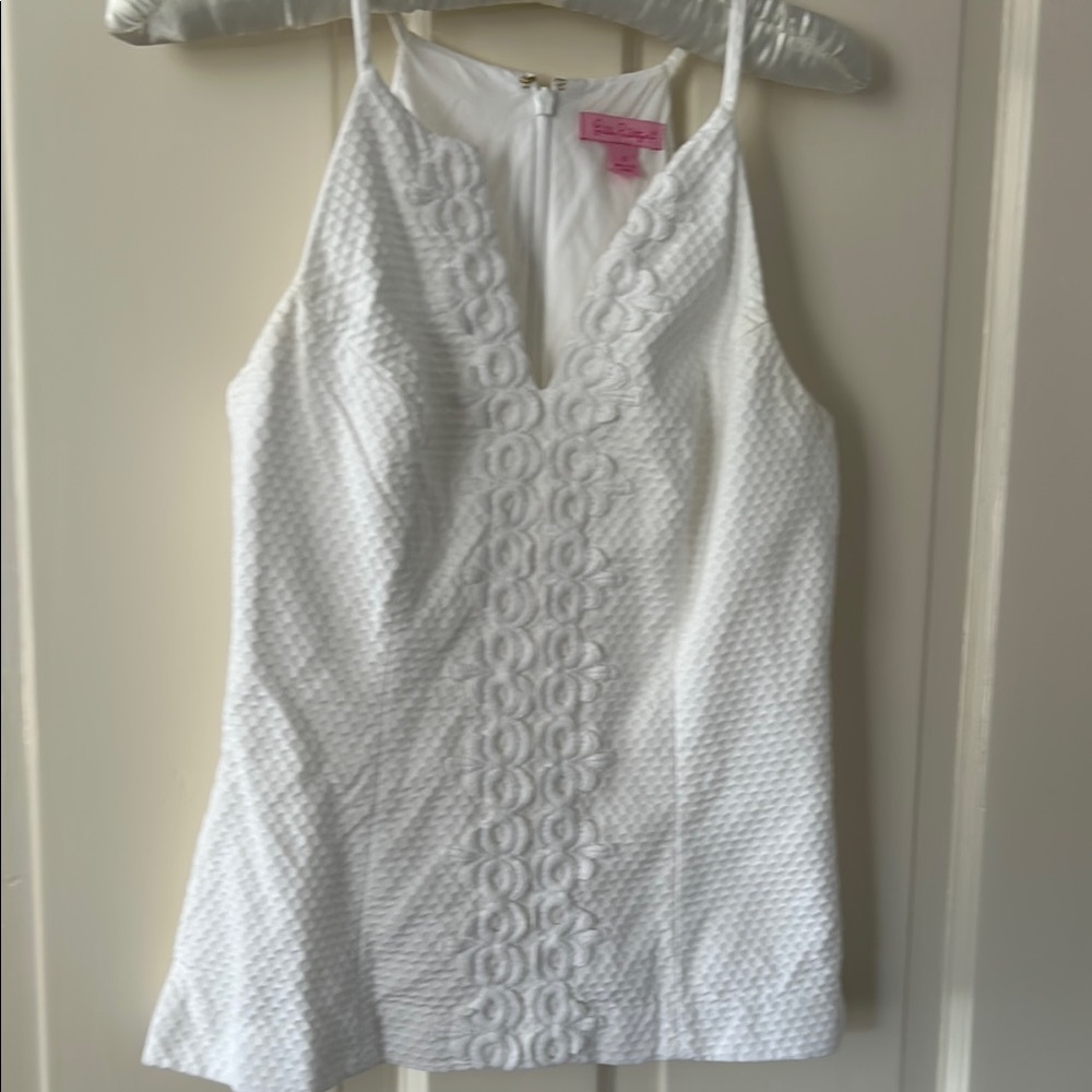 White Sleeveless Textured Top